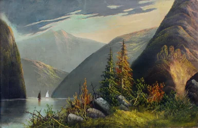 山の湖の風景